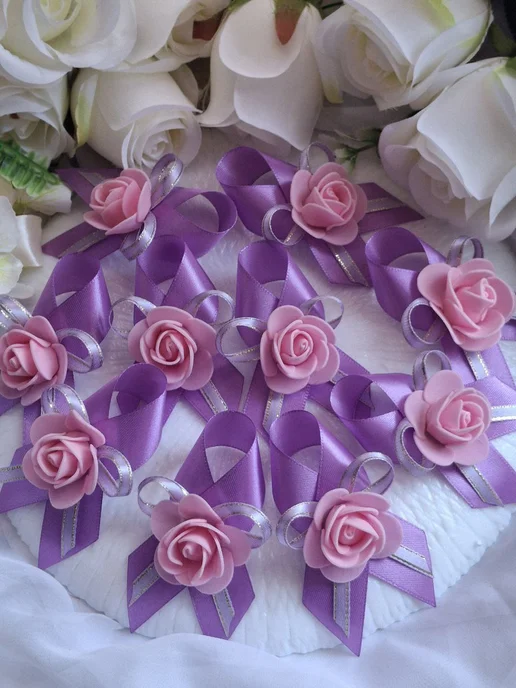 ReniWedding Набор бутоньерок для гостей, розовый
