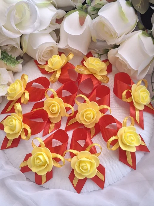 ReniWedding Набор бутоньерок для гостей, желтый