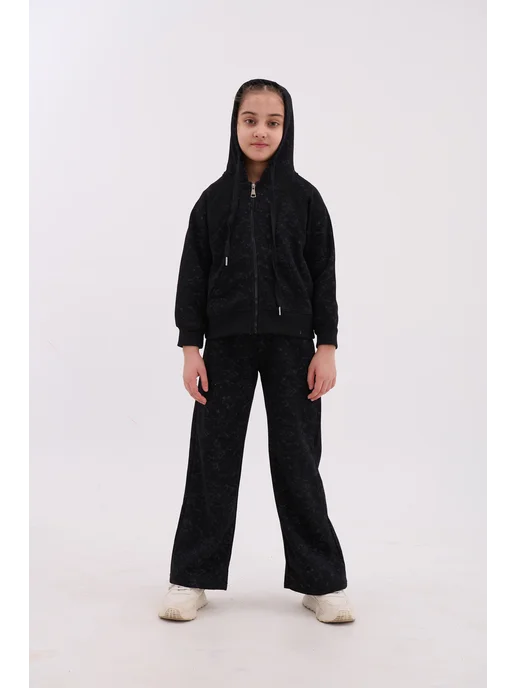 LJ Fashion Спортивный детский костюм на молнии, черный, фото 2