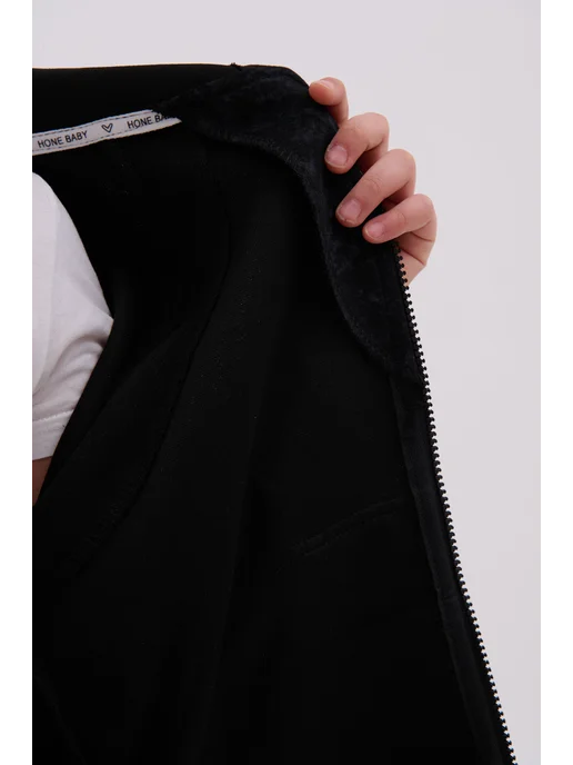 LJ Fashion Спортивный детский костюм на молнии, черный, фото 3