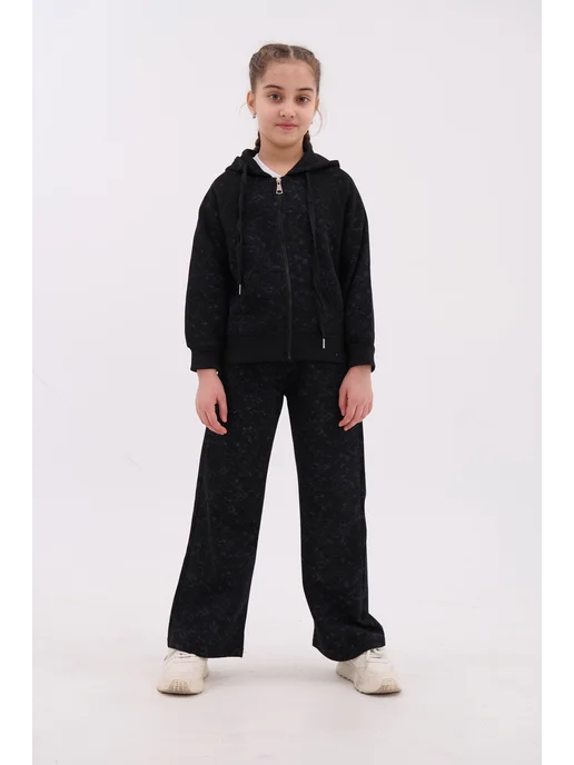 LJ Fashion Спортивный детский костюм на молнии, черный, фото 4
