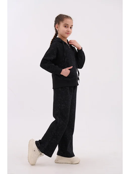 LJ Fashion Спортивный детский костюм на молнии, черный, фото 7
