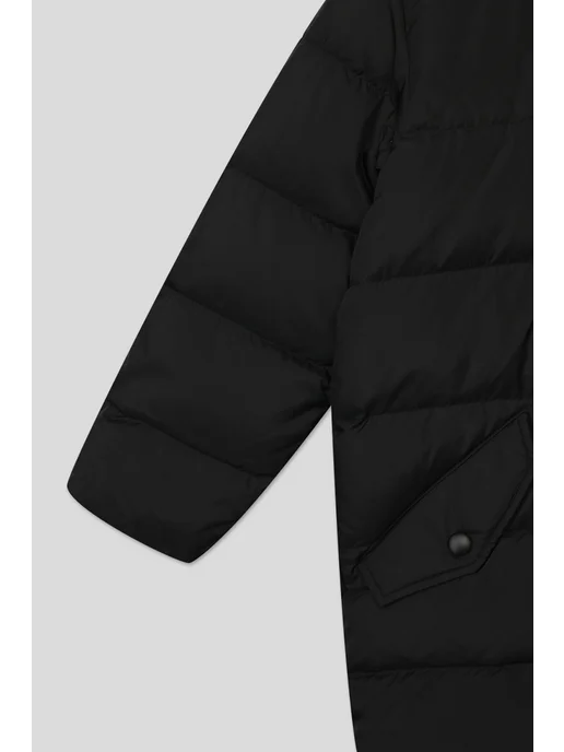 Benetton Стеганое детское пальто с капюшоном, черный, фото 4