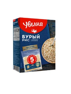 Увелка Крупа Рис бурый, 5 пакетиков, 400 г, 2 уп