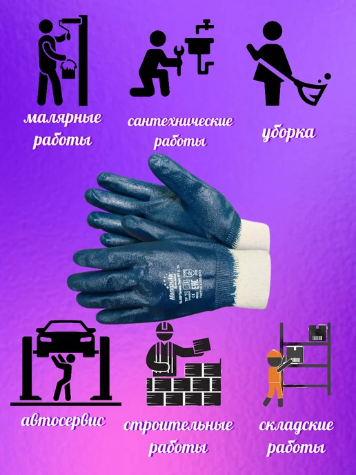 Савой Перчатки рабочие обливные строительные Manipula Specialist, синий, фото 2
