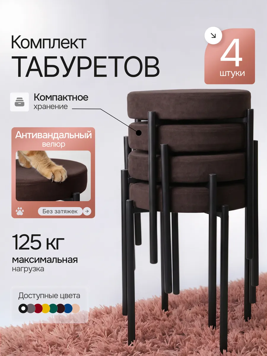 Комплект табуретов для кухни из 4 штук