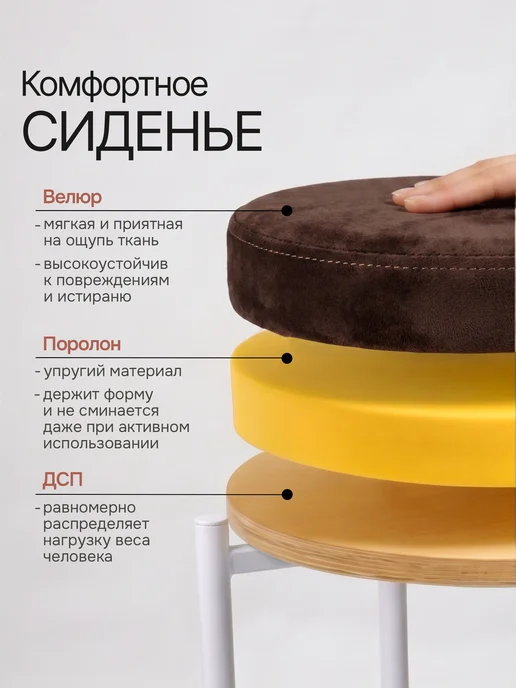 Комплект табуретов для кухни из 4 штук, коричневый, фото 6