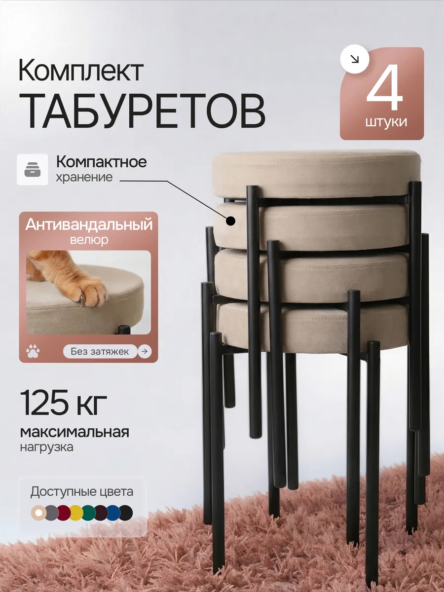 Комплект табуретов для кухни из 4 штук