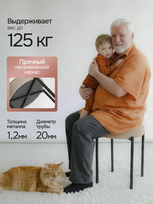 Комплект табуретов для кухни из 4 штук, белый, фото 4