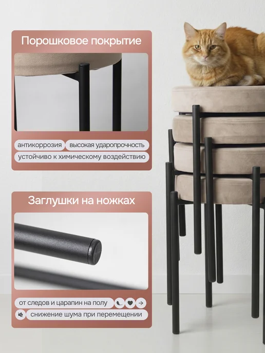 Комплект табуретов для кухни из 4 штук, белый, фото 5