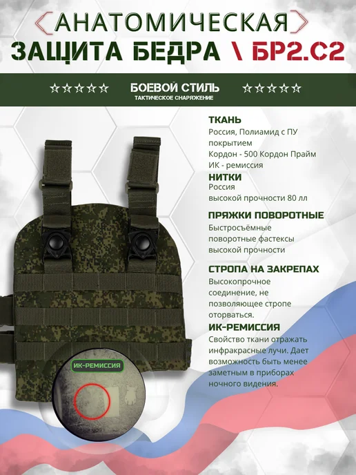 Боевой стиль Защита бедра Бр2, С2 тактическая боевая Цифра, зеленый, фото 2