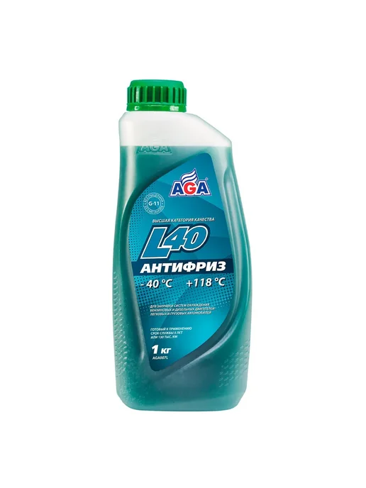 AGA Антифриз AGA-L40 сине-зеленый, G-11 -40C - 1 литр, зеленый