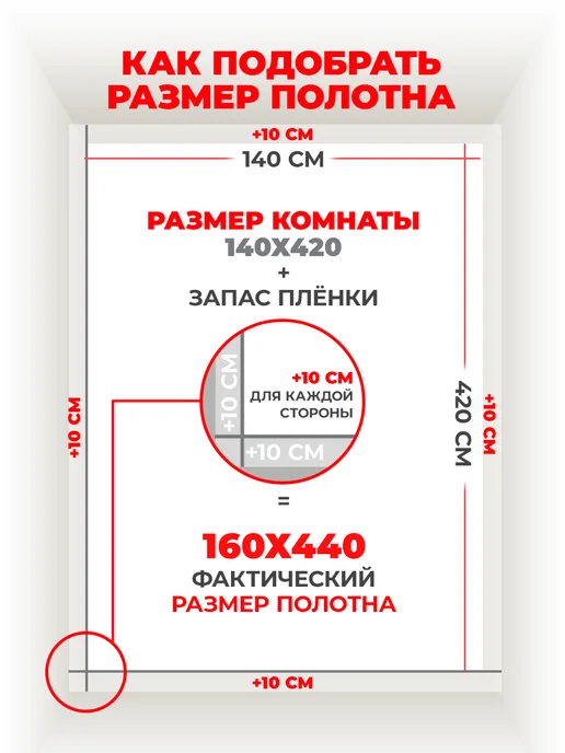 Натяжной потолок комплект без нагрева 140х420, 140x420, фото 3
