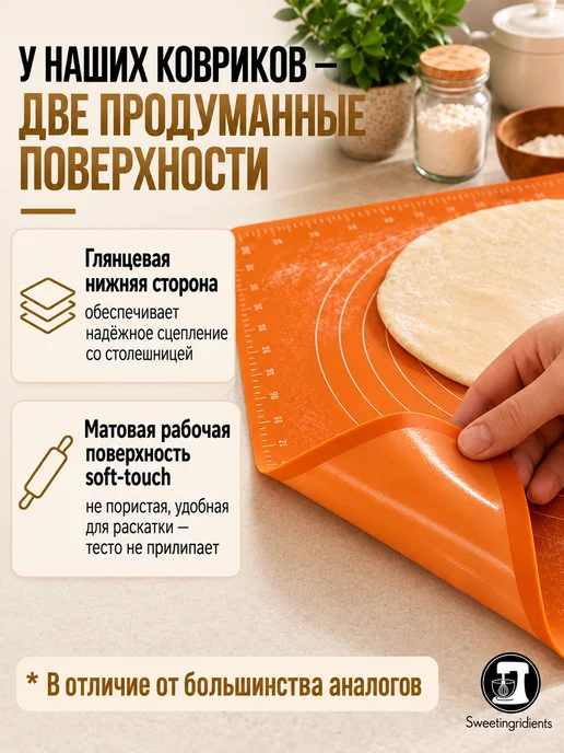Sweetingridients Силиконовый коврик для раскатки теста, оранжевый, фото 4
