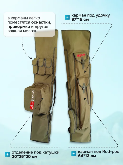 REfish Чехол для удочек 150 см карповый книжка, зеленый, фото 3