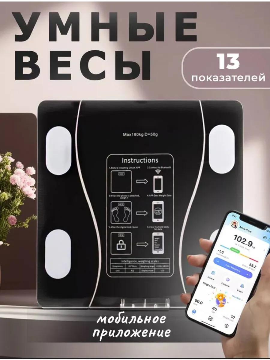 Весы напольные умные электронные