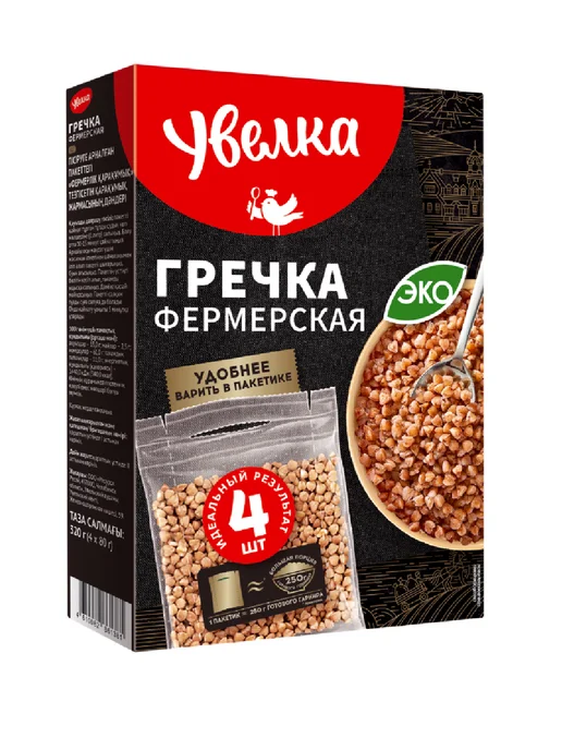 Увелка Крупа гречка фермерская в варочных пакетиках, 320г, 320 г