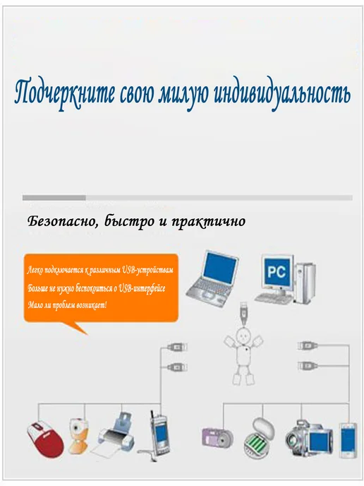 PS and PN USB разветвитель USB 2.0, 4 USB порта, белый, фото 2