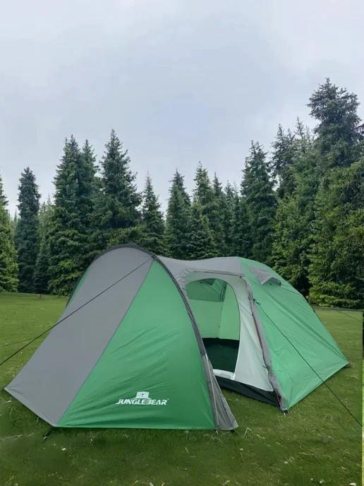 mircamping Палатка туристическая 3 местная с тамбуром, зеленый, фото 2