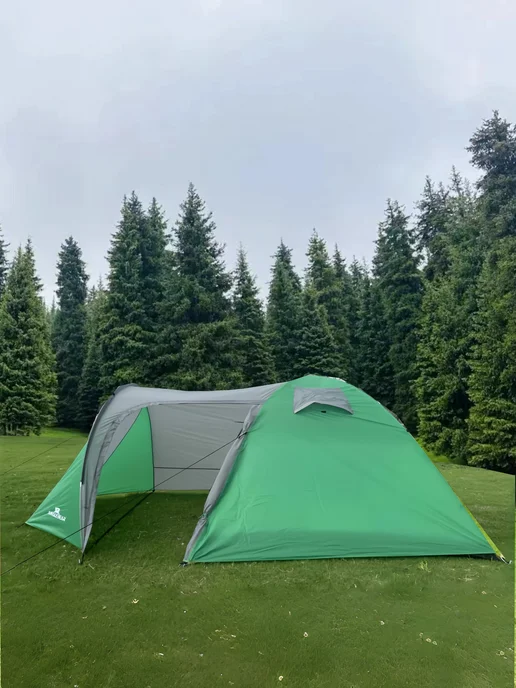 mircamping Палатка туристическая 3 местная с тамбуром, зеленый, фото 3