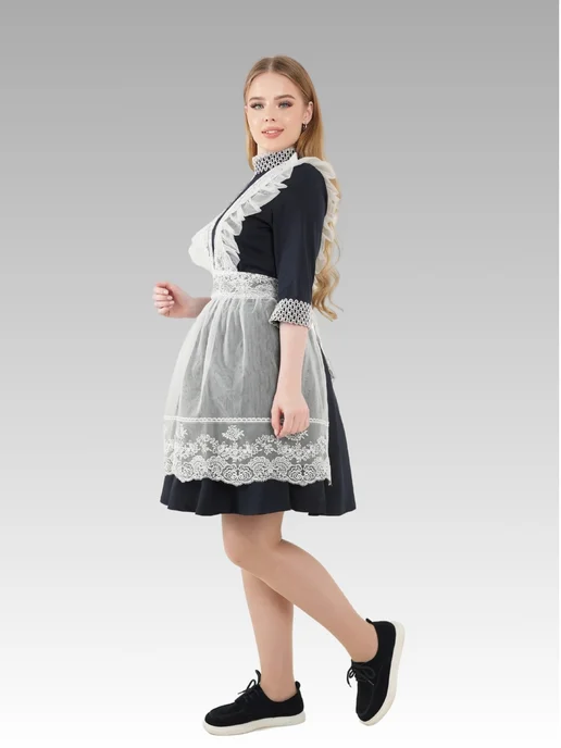 Maida Фартук школьный модный. Детский фартук школьный, белый, фото 5