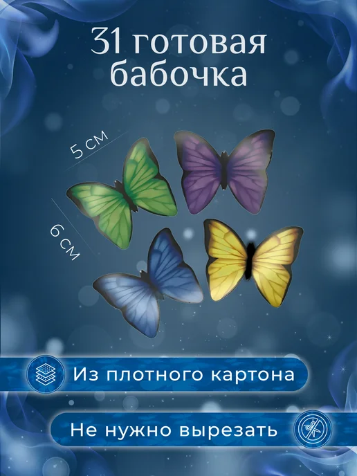 DIN***** Букет из бабочек светящийся набор, синий, фото 3