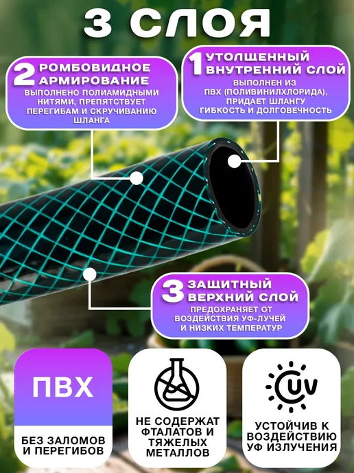 Davlaz Шланг поливочный садовый 15м, 30 м, фото 6