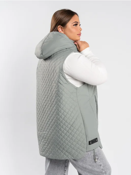 Марила Fashion Жилет утепленный больших размеров, зеленый, фото 4