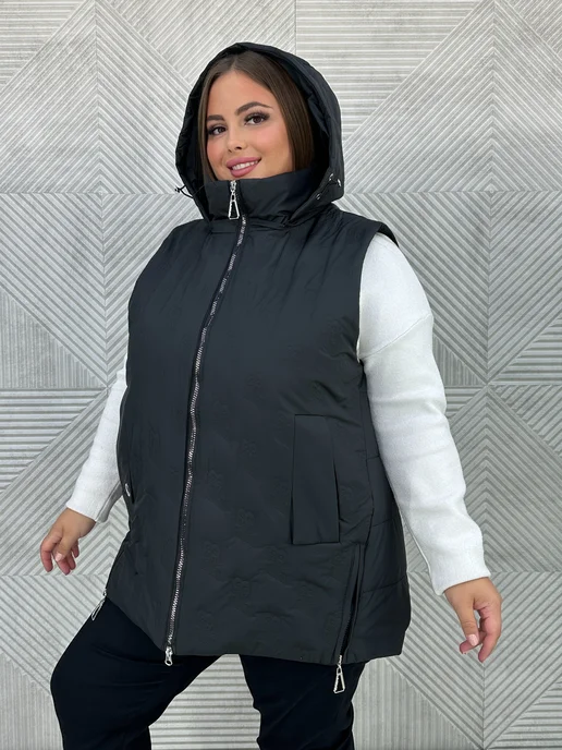Марила Fashion Жилетка женская большой размер, черный, фото 2