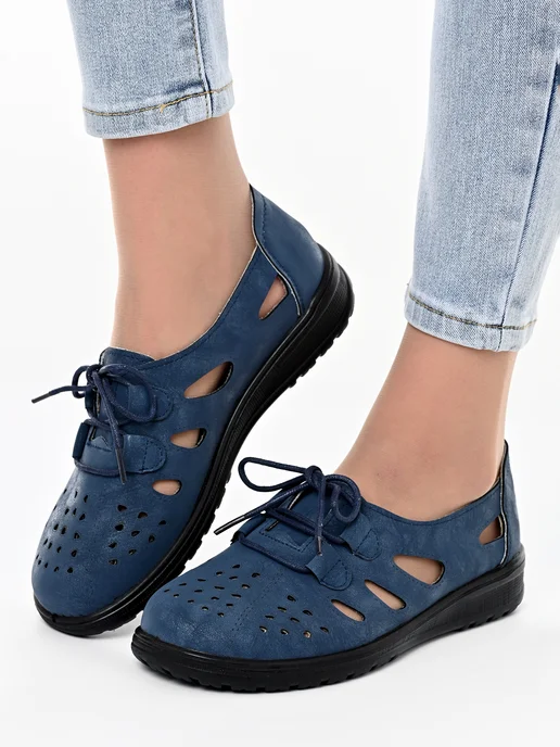 Letsgo Shoes Мокасины летние перфорация сквозная, синий, фото 2