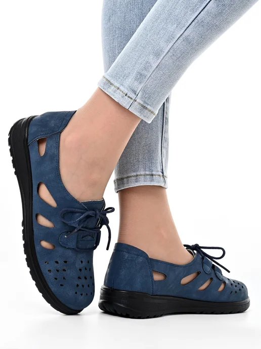 Letsgo Shoes Мокасины летние перфорация сквозная, синий, фото 3