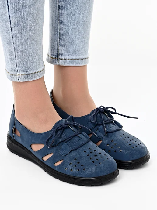 Letsgo Shoes Мокасины летние перфорация сквозная, синий, фото 4
