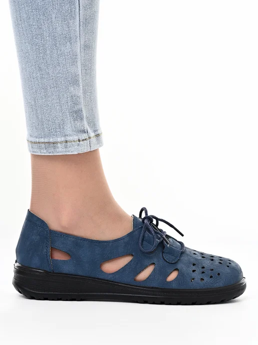 Letsgo Shoes Мокасины летние перфорация сквозная, синий, фото 7