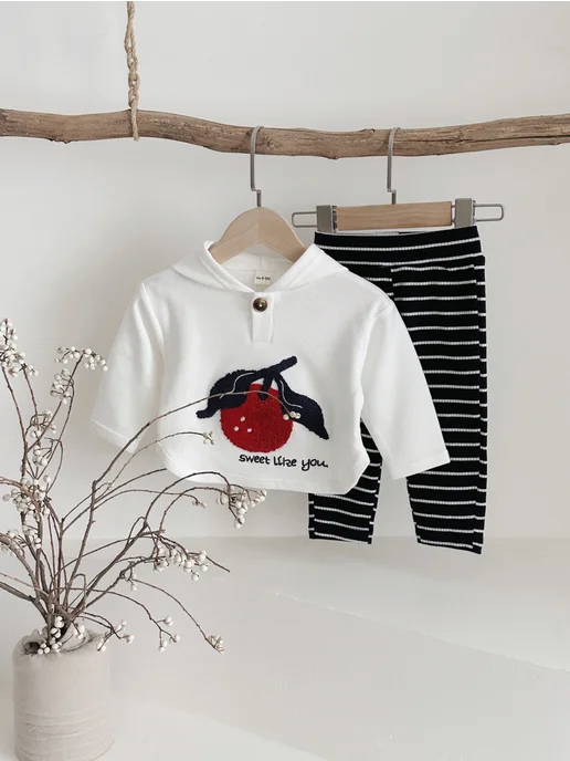 FMPDC baby Костюм для новорожденных толстовка и брюки, белый, фото 3