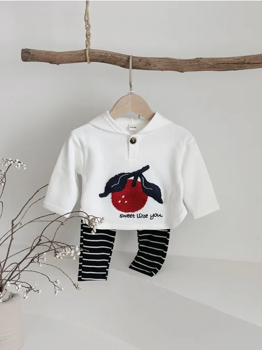 FMPDC baby Костюм для новорожденных толстовка и брюки, белый, фото 4