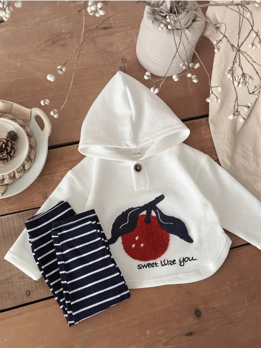 FMPDC baby Костюм для новорожденных толстовка и брюки, белый, фото 5