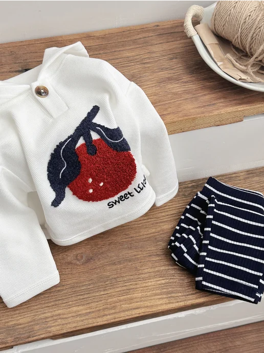 FMPDC baby Костюм для новорожденных толстовка и брюки, белый, фото 7