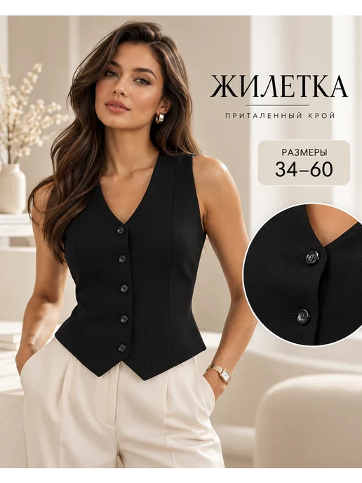 KEZDEme Жилет костюмный классический, черный