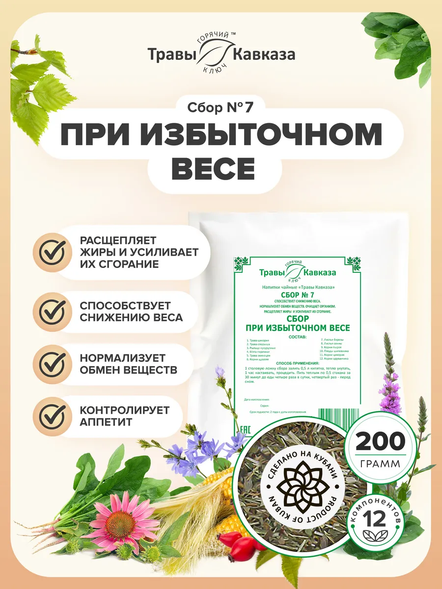 Травяной сбор № 7 При избыточном весе