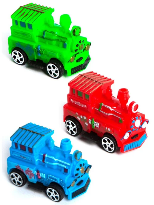 Игрушки Греми Паровозик инерционный детский, 3 шт