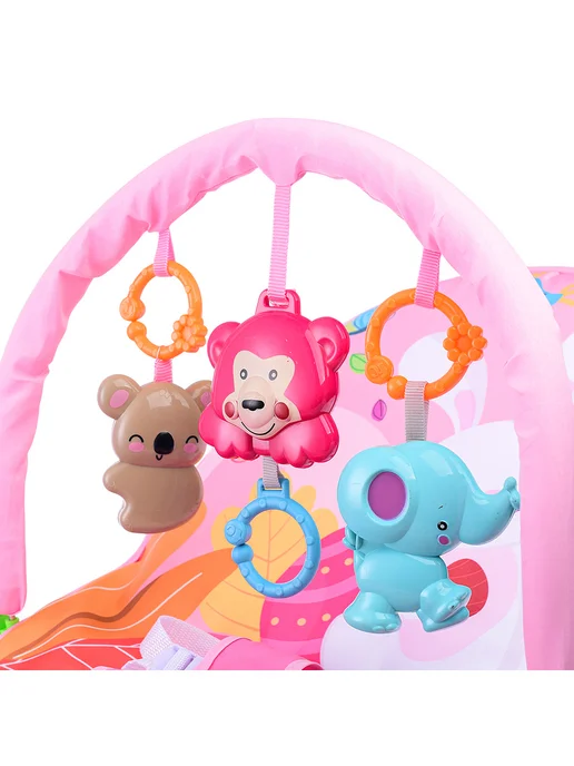 URAL TOYS Шезлонг-качели, баунсер для новорожденного, розовый, фото 5