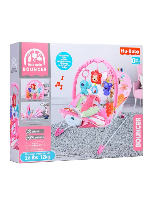 URAL TOYS Шезлонг-качели, баунсер для новорожденного, розовый, фото 8