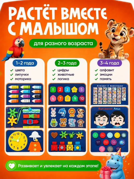 МЕГАКИДС Бизиборд для мальчика и девочки, синий, фото 4