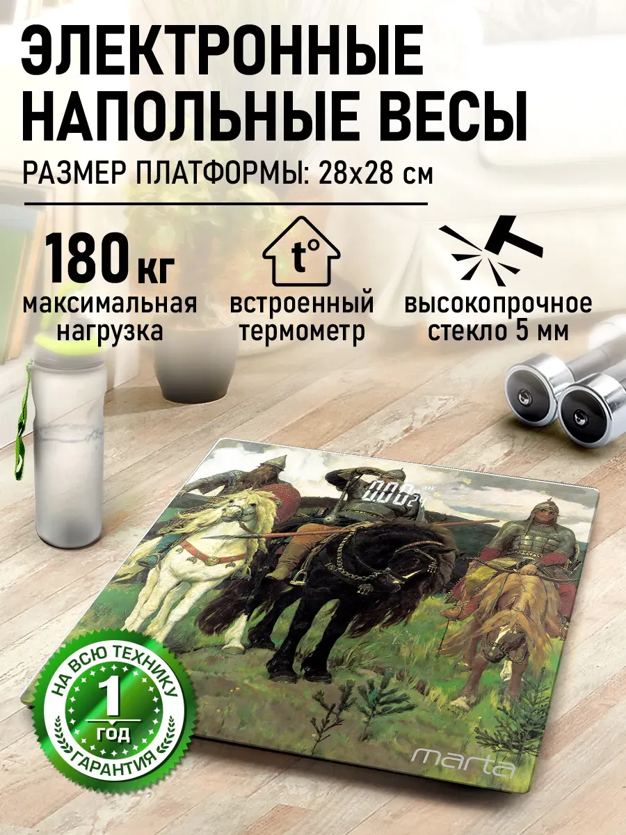 Весы напольные стеклянные с термометром, 28х28