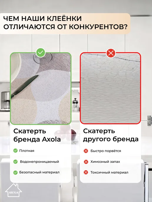 Axola Скатерть на стол клеенка водоотталкивающая 110х140 см, вариант, фото 6