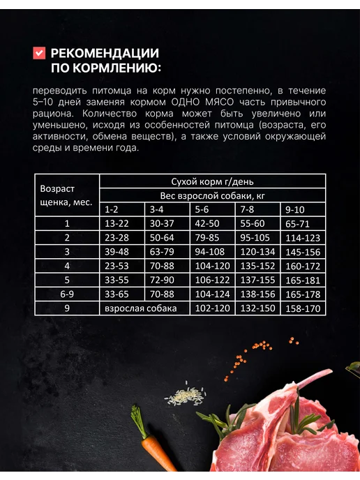 Сухой корм Одно Мясо для собак, мелкие, щенки, мясо, ягненок, 2 кг, фото 4