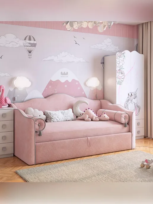 Mebelson Кровать 90x200 см, "Лея" (софа), розовый, 90x200 см, фото 3