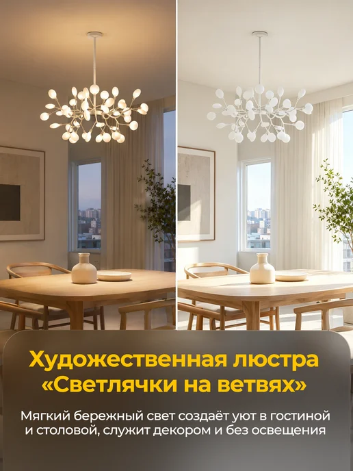 Балтийский Светлячок Люстра потолочная светодиодная G4, 45 ламп, 3 режима, белый, фото 2