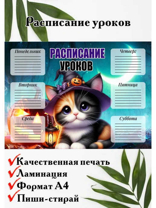 Расписание уроков, синий