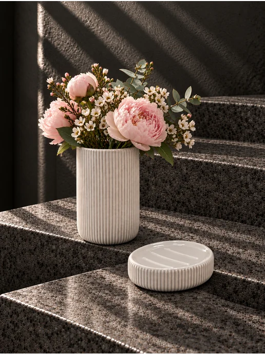 Bath Plus Набор аксессуаров для ванной керамический с ершиком, серый, фото 7